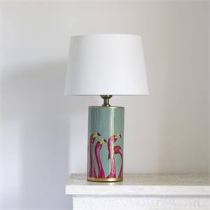 Grand Illusions Tall Lamp Flamingo Heads with White Shade